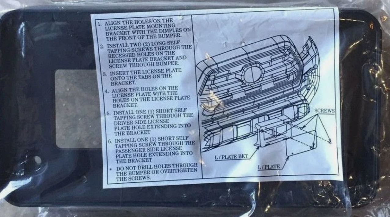 Toyota Tacoma Front License Plate Bracket 2016-202 75101-04011